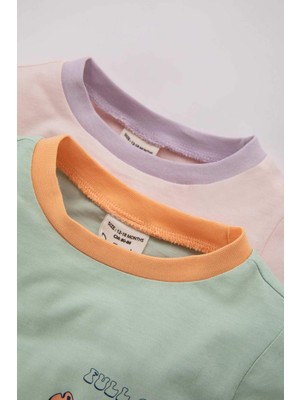 DeFacto Kız Bebek Slogan Baskılı Uzun Kollu Penye 4'lü Pijama Takımı B0781A523AU