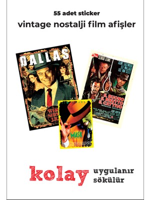 Mey Art 55 Adet Vıntage Nostalji Film Etiket Yüksek Kalite Sticker