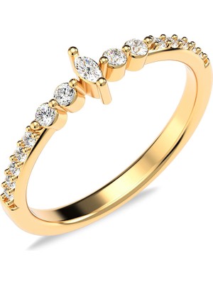 İndigo Takı Leydi Markiz Altın Kaplama Gümüş Yüzük