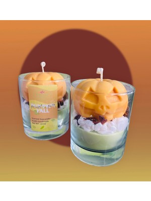 Mhyssa Natural Balkabağı Pumpkın Fall Dekoratif Mum/ Decoratıve Candle (Pumpkin, Cinnamon, Chocolate, Vanilla)