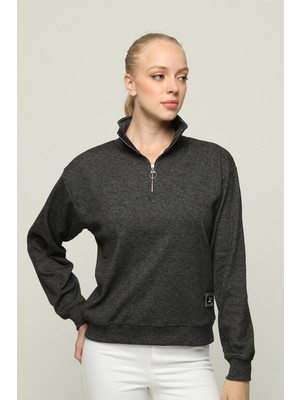 Owut Collection Kadın Yarım Fermuar Dik Yaka Regular Kadın Polar Sweatshirt