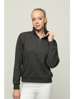 Owut Collection Kadın Yarım Fermuar Dik Yaka Regular Kadın Polar Sweatshirt