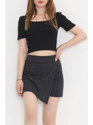 Modaymış Just Wear Şort Etek Siyahçizgili