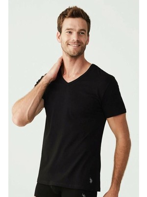 U.S. Polo Assn. Erkek Beyaz 2'li V Yaka Kısa Kollu Atlet 80199