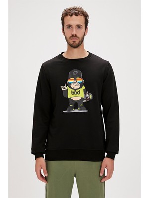 Bad Bear Funky Crewneck Erkek Siyah Sweatshirt 23.02.12.014-C01