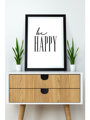 Artavessa Tek Parça Çerçeve Görünümlü Yazılı Mdf Tablo "be Happy"