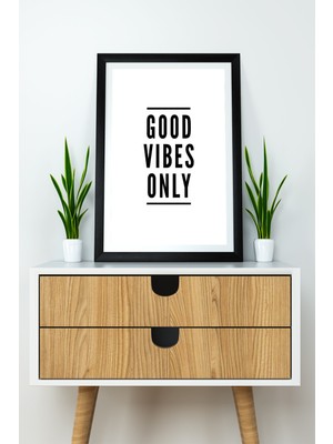 Artavessa Tek Parça Çerçeve Görünümlü Yazılı Mdf Tablo "good Vibes Only"