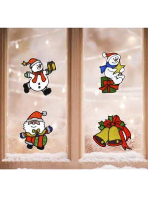 Free Shop 3 Adet Yılbaşı Cam Çıkartması , 3 Adet Yılbaşı Noel Cam Çıkartması , 3 Adet Jel Sticker