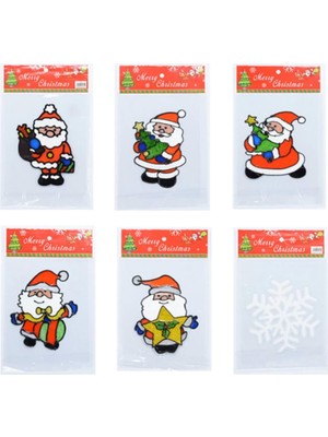 Free Shop 3 Adet Yılbaşı Cam Çıkartması , 3 Adet Yılbaşı Noel Cam Çıkartması , 3 Adet Jel Sticker