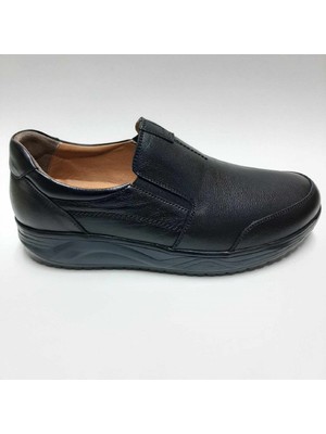 Retto  Deri Hafif Ortopedik Orjinal Rahat Günlük Siyah Bağcıksız Erkek Yürüyüş Ayakkabısı  C-8654012
