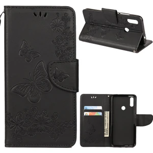 4U Sky Baskı Kelebek Çiçekler Deri Stand Cüzdan Folio Kılıfı Xiaomi Redmi Not 7s/not 7/not 7 Pro (Hindistan) -Black (Yurt Dışından)
