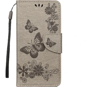4U Sky Baskı Kelebek Çiçekler Deri Stand Cüzdan Folio Kılıfı Xiaomi Redmi Not 7s/not 7/not 7 Pro (Hindistan) -Grey (Yurt Dışından)