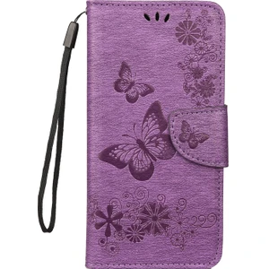 4U Sky Baskı Kelebek Çiçekler Deri Stand Cüzdan Folio Kılıfı Xiaomi Redmi Not 7s/not 7/not 7 Pro (Hindistan) -Purle (Yurt Dışından)