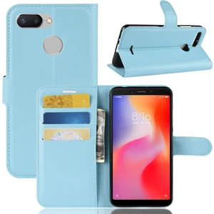 4U Sky Xiaomi Redmi 6 (Çift Kamera: 12MP+5MP) Için Litchi Cilt Cüzdanı Deri Cep Telefonu Kasası (Yurt Dışından)