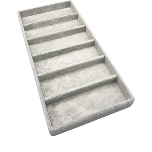 Megass Dekor Yerli Üretim Lefkoşa Model Süet Kumaş Gri Renk 38  cm  / 19  cm  Gözlük Sergileme Çekmece Içi Stand