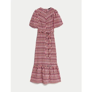 Marks & Spencer Kısa Kollu Desenli Midi Elbise