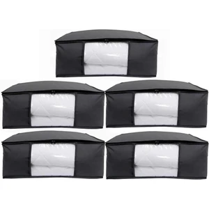 5'li Set Baza Altı Düzenleyici Pencereli Büyük Boy Hurç Siyah 70X50X25 cm