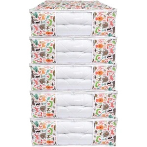 5'li Set Baza Altı Düzenleyici Pencereli Büyük Boy Hurç Sevimli Hayvan Desenli 70X50X25 cm