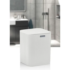 Okyanus Home Mina Beyaz Çizgili Kare Çöp Kovası 5 LT Suya Dayanıklı Modern Tasarım
