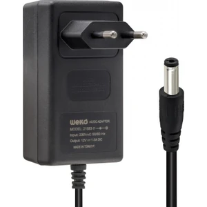 12 Volt - 1.5 Amper 5.5*2.5 Uçlu Yerli Üretim Plastik Kasa Priz Tipi Adaptör Adaptör Siyah