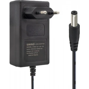 9 Volt 2 Amper Priz Tipi Plastik Kasa Adaptör 5.5*2.5 Uç Kutusuz Yerli Üretim Adaptör Siyah