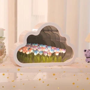 16 Çiçek, Bulutlar, Laleler, Gece Lambası, Ayna Atmosfer Işığı, Masaüstü Dekorasyonu (Yurt Dışından)