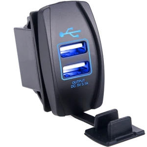 Ch-22 Çift USB Girişli 2X3.1A Mavi Işıklı Şarj  12-24V USB Araç Şarj