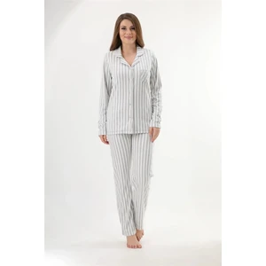 Yakalı Önden Düğmeli %70 Bambu %30 Pamuk Uzun Kollu Kadın Pijama Takım 73152
