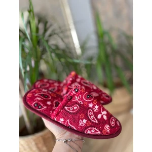 Kadın Kışlık Kedi Kurdela Desenli Terlik Ev Terliği