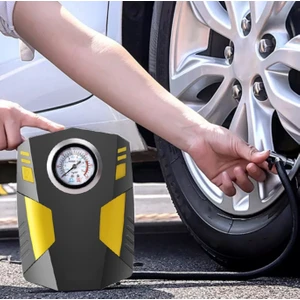 12V Fenerli Kompresör Araç Lastik Şişirme Pompası Araba Bisiklet Motor Için Taşınabilir Göstergeli