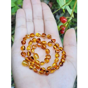 Kehribar Sarayı Damla Kehribar Karamel Bebek Çocuk Kolye Sertifikalı 40 cm