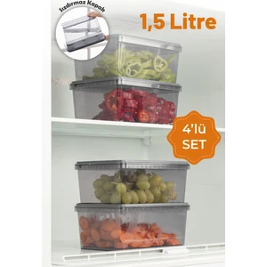 4lü 1,5 Litre Block Sızdırmaz Saklama Kabı Seti  Antrasit
