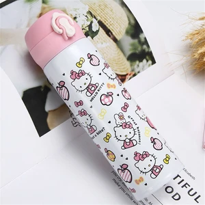 350/500 ml Hello Kitty Çocuklar Termal Su Şişesi Sıcak Kawaii Su Şişesi Pembe Karikatür Paslanmaz Çelik Termos Hediye (Yurt Dışından)
