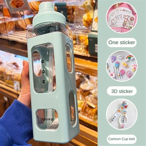 700ML Sevimli Kız Su Kapaklı Şişe Saman Etiket Plastik Meyve Suyu Süt Taşınabilir Kawaii Su Bardağı Çocuk Içme Seti (Yurt Dışından)