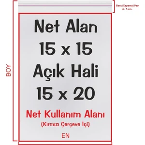 15X15+5 Cm. (15*20) 500 Adet - Şeffaf Bantlı Yapışkanlı Opp Jelatin Poşet
