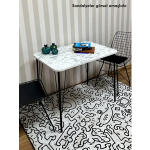 60X90  Beyaz Mermer  Desen  Masa  Mutfak  Masası  Çalışma Masası