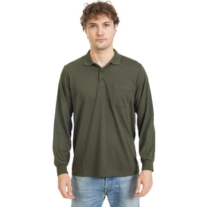 Mutlu City Erkek Polo Yaka Cepli Uzun Kollu Mevsimlik Sweatshirt 1103-HAKI Yeşili