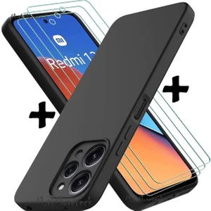 M.TK Moveteck Redmi 12 Kılıf Soft Yumuşak Mat Slim Kaymaz Silikon Kapak + 9h Ekran Koruyucu Cam 2in1 Set