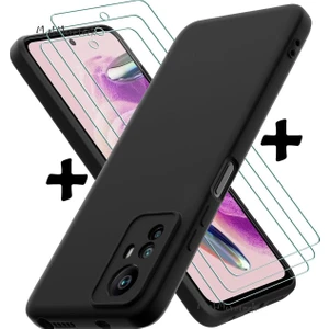 M.TK Moveteck Xiaomi Redmi Note 12S Kılıf Soft Yumuşak Mat Slim Kaymaz Silikon Kapak + 9h Ekran Koruyucu Cam 2in1 Set