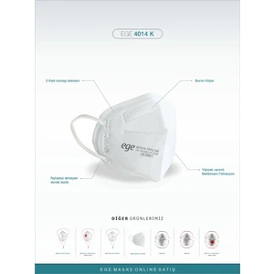 Ege Maske 4014-K Ffp2 Nr N95 Ventilsiz Maske 50'li