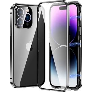 Xstep Case iPhone 15 Pro Max Çift Taraflı Temperli Cam + Metal Çerçeve Kılıf Manyetik Telefon Kapağı (Yurt Dışından)