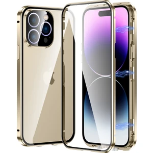 Xstep Case iPhone 15 Pro Max Çift Taraflı Temperli Cam + Metal Çerçeve Kılıf Manyetik Telefon Kapağı (Yurt Dışından)