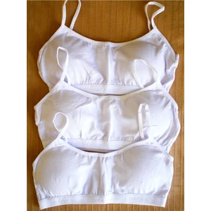 3 Adet Çıkarılabilir Pedli Süngerli  Yarım Atlet Beyaz %100 Pamuk Cotton