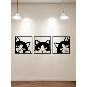 Capella Wood Works Capellawoodworks Ahşap Duvar Süsü Tablo 3 Kedi