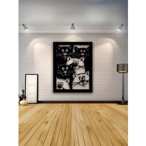 Capella Wood Works Capellawoodworks Ahşap Duvar Süsü Tablo Kalabalık Kediler