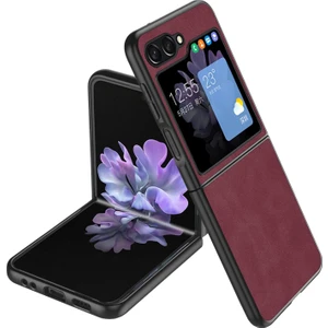 Samsung Galaxy Z Flip5 Için Deri Desenli Plastik Koruma Kılıf - AL3156