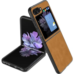 Samsung Galaxy Z Flip5 Için Deri Desenli Plastik Koruma Kılıf - AL3156