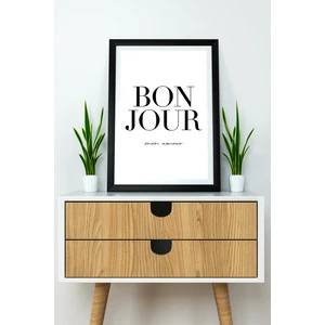 Tek Parça Çerçeve Görünümlü Yazılı Mdf Tablo "bonjour"