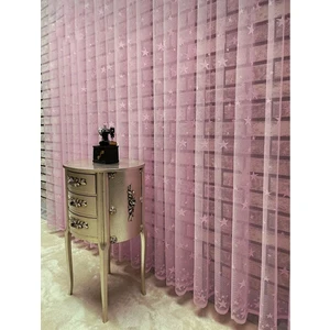 Aleyna Home Taç Yıldızlı Çocuk Odası Tül Perde Kullanıma Hazır 1/2 Seyrek Pile  Krem 100 x 200 cm