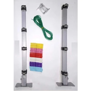 Pom Store Balkon Pencere Tipi 8 Gezer Makaralı Kurutma Askısı + 24 Mandal + İp 20 m + Vida